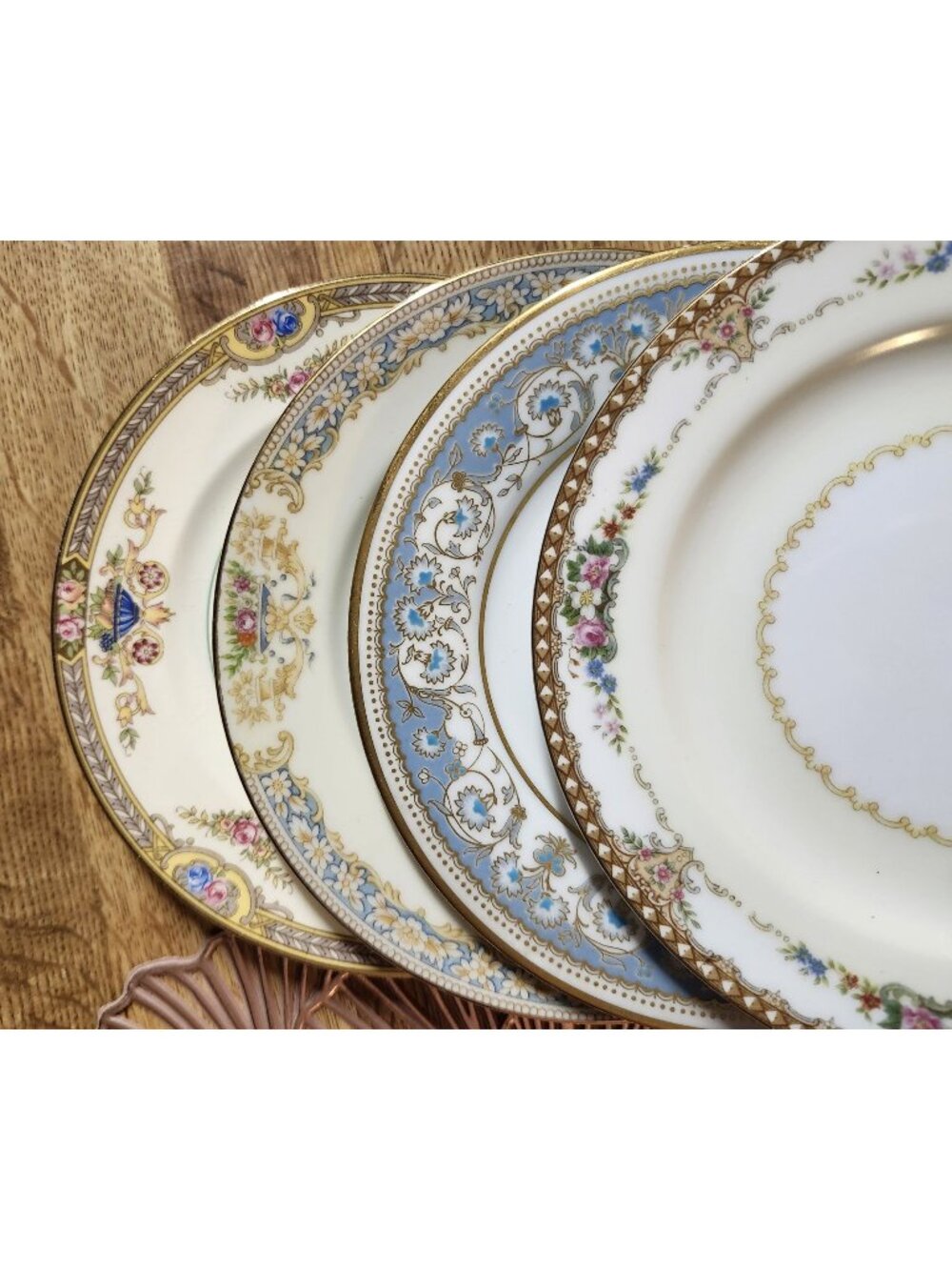 Mismatched Gold Cake Plates ~6.25" China Dessert Bread Porcelain